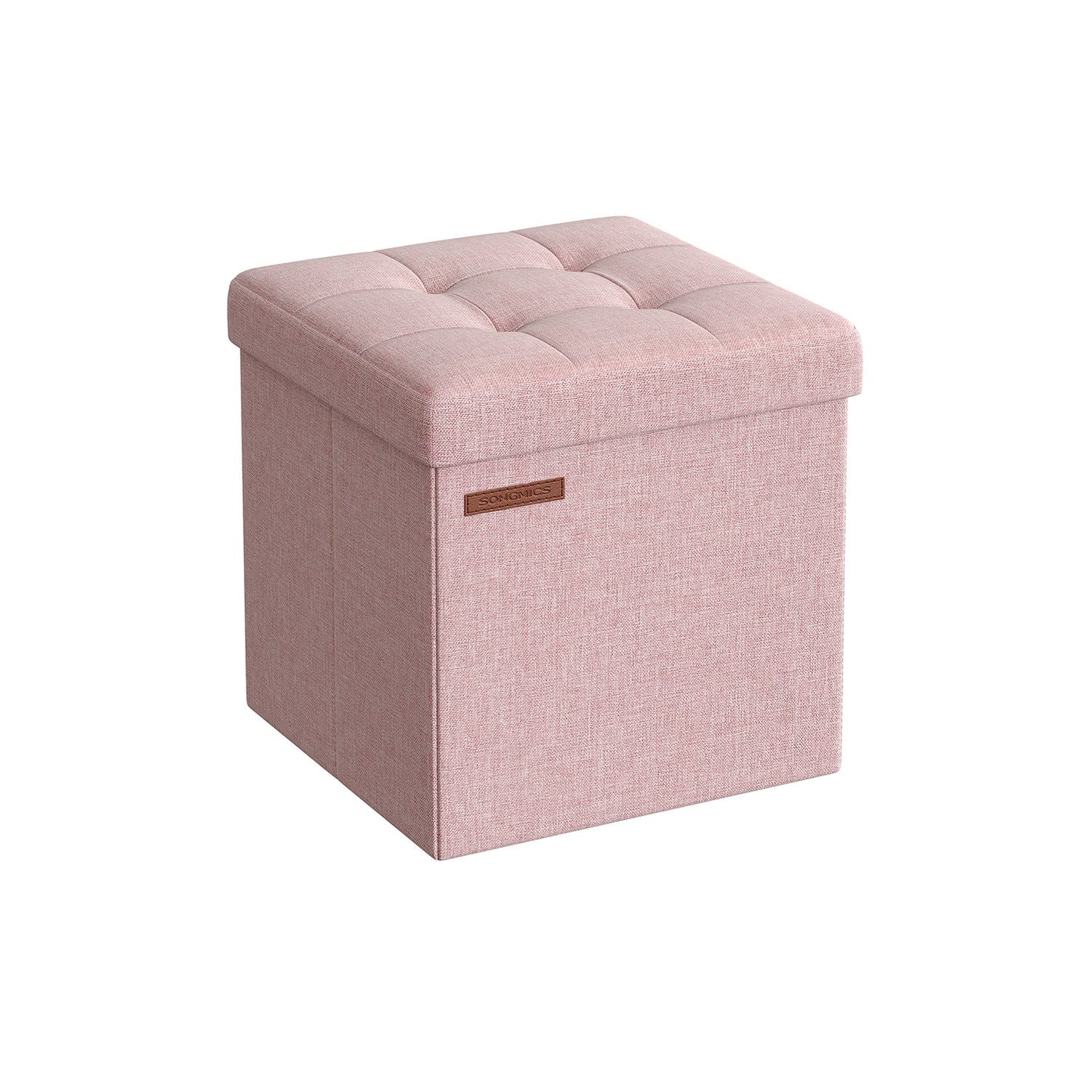 Foldable Storage Ottoman - Fabric - Jelly Pink - Versatile Footrest and Storage Solution