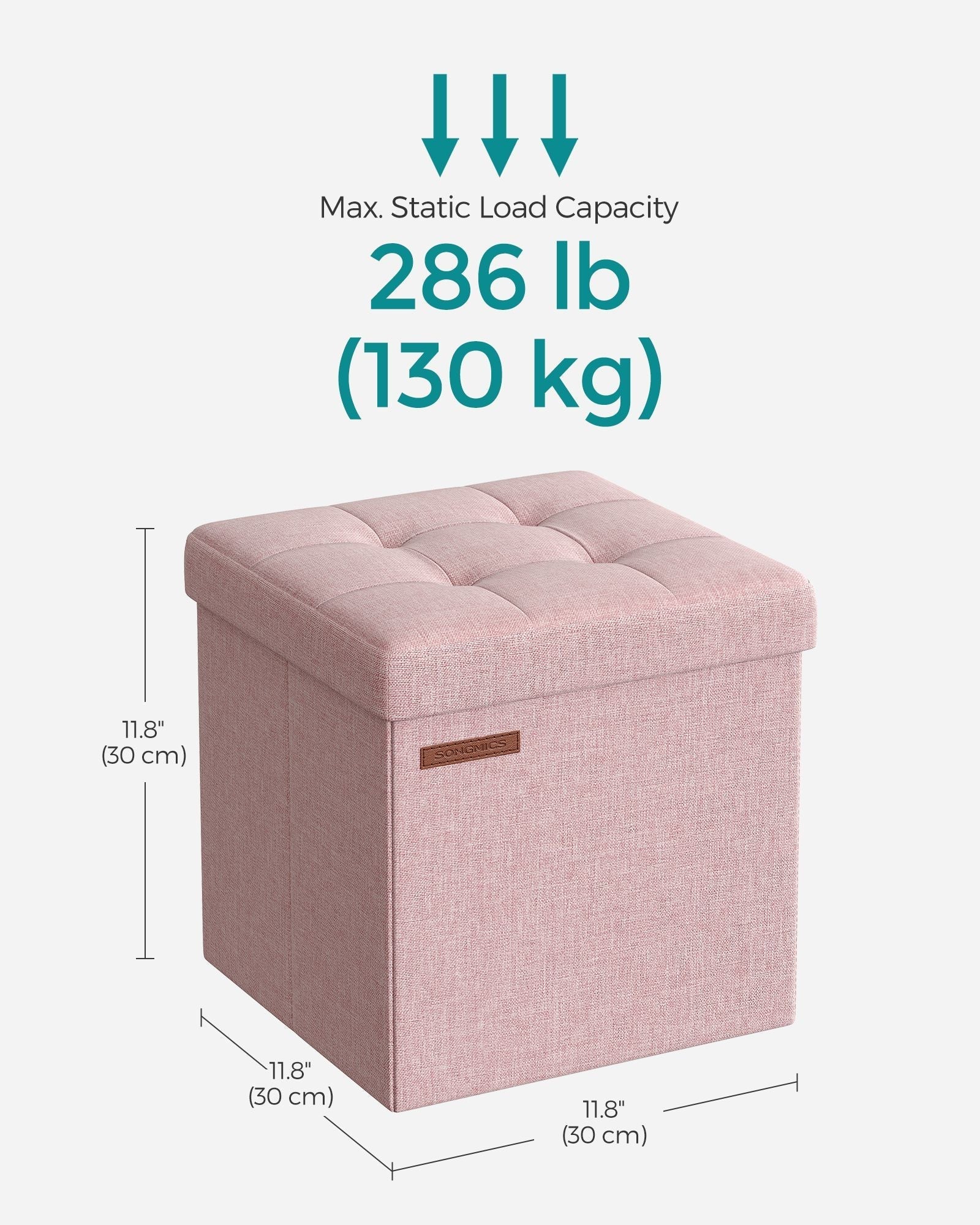 Foldable Storage Ottoman - Fabric - Jelly Pink - Versatile Footrest and Storage Solution