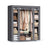 Canvas Wardrobe - Fabric - Black - 12 Shelves and Hanging Rail