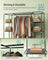 Canvas Wardrobe - Fabric - Black - 12 Shelves and Hanging Rail