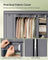 Canvas Wardrobe - Fabric - Black - 12 Shelves and Hanging Rail