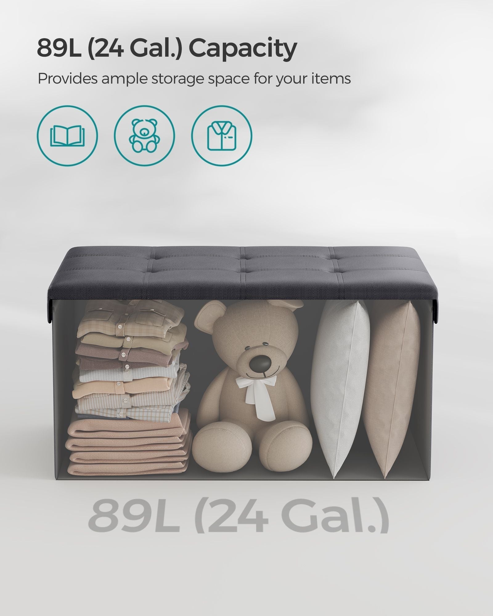 Foldable Ottoman - Fabric - Coffee Brown - Cube Storage with High Weight Capacity