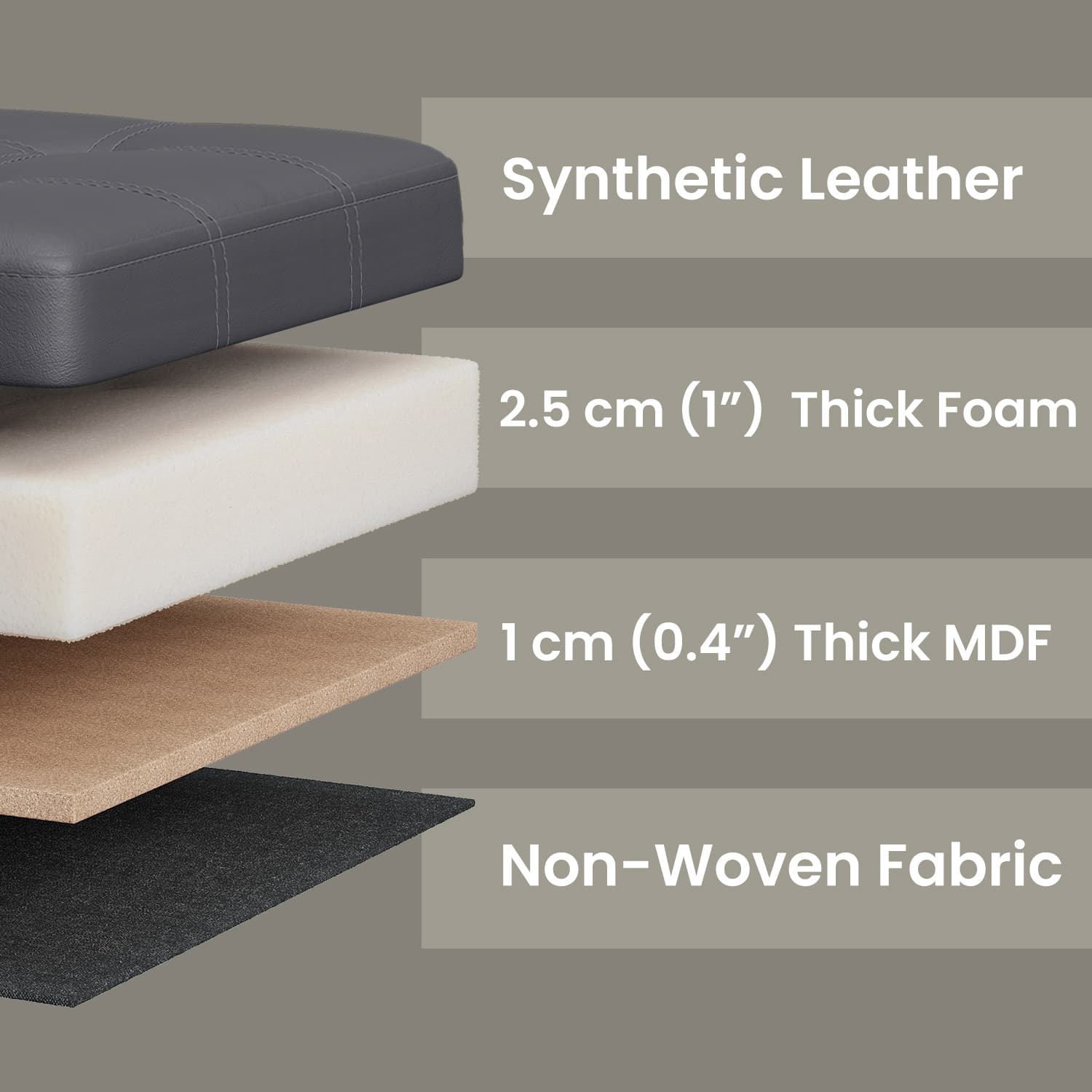 Storage Ottoman Bench - Fabric - Ink Black - Foldable with Storage