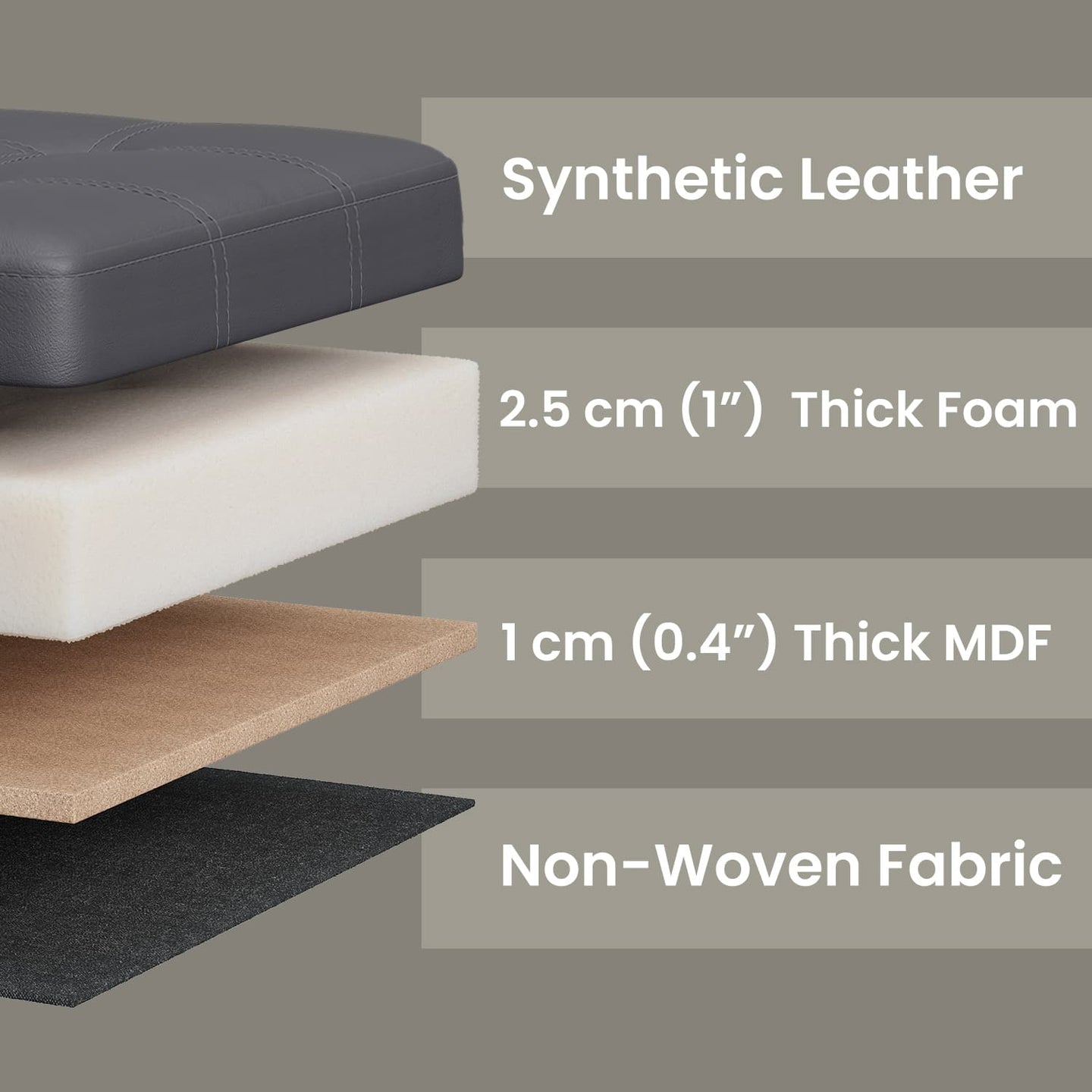 Storage Ottoman Bench - Fabric - Ink Black - Foldable with Storage