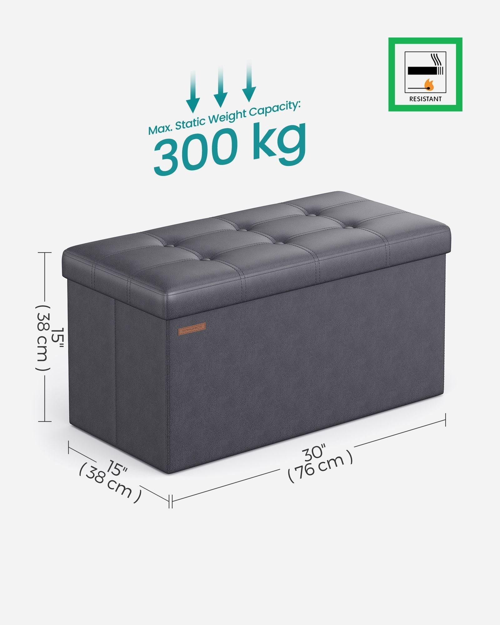 Foldable Ottoman - Fabric - Coffee Brown - Cube Storage with High Weight Capacity
