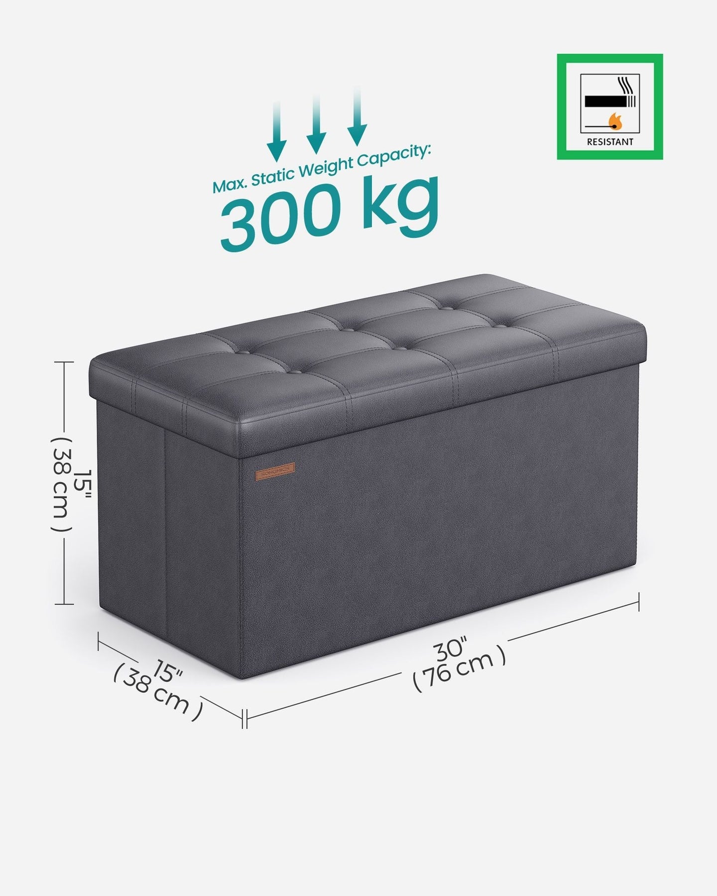 Foldable Ottoman - Fabric - Coffee Brown - Cube Storage with High Weight Capacity