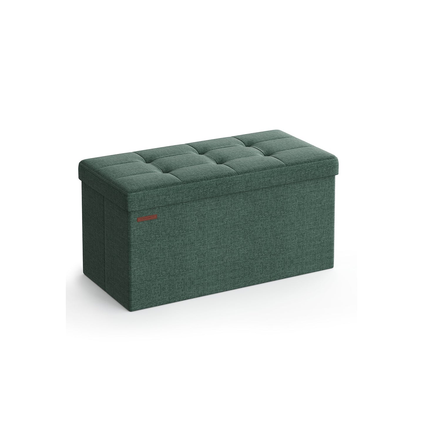 Foldable Storage Ottoman - Fabric - Retro Green - Cube Design with Storage