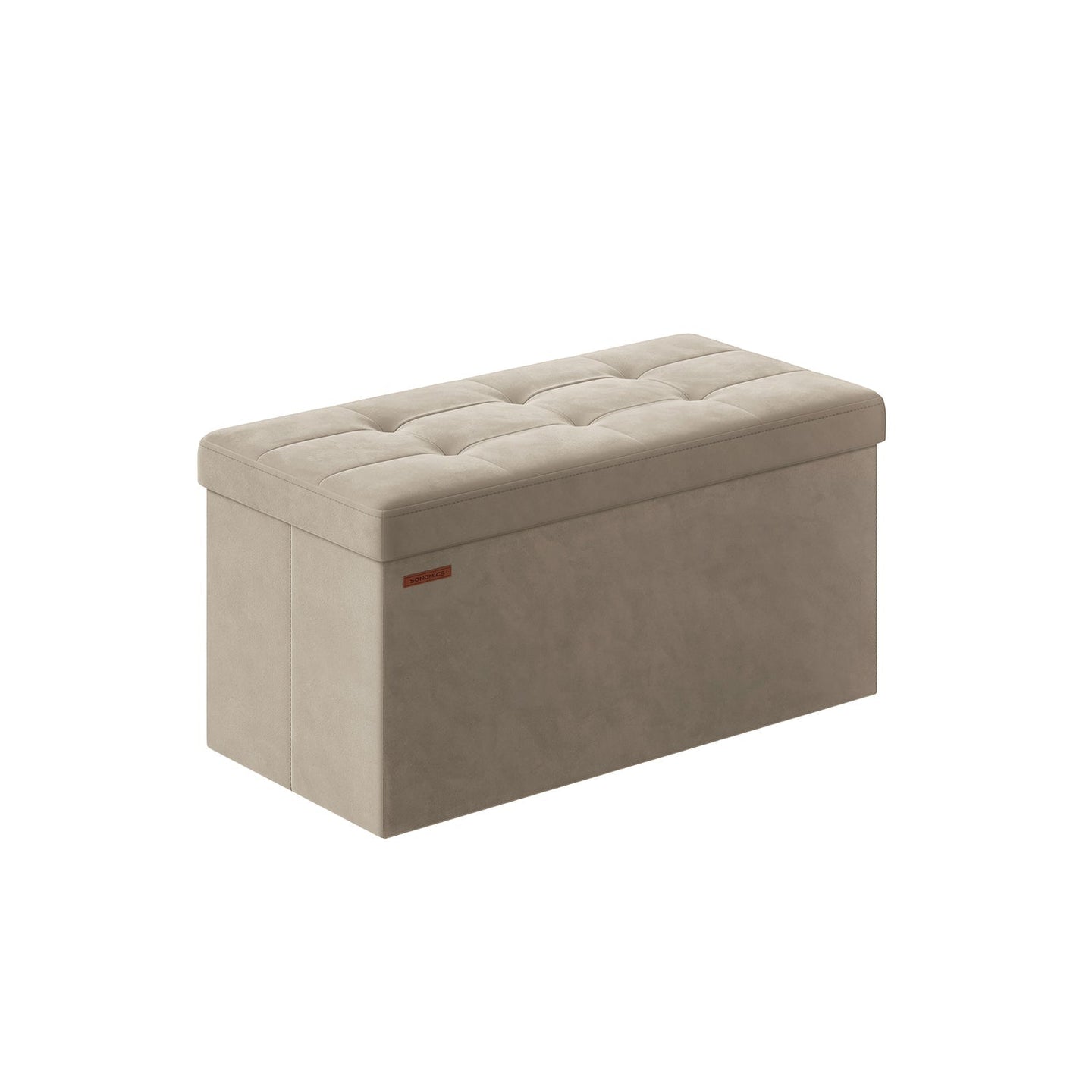 Foldable Storage Ottoman - Fabric - Camel Brown