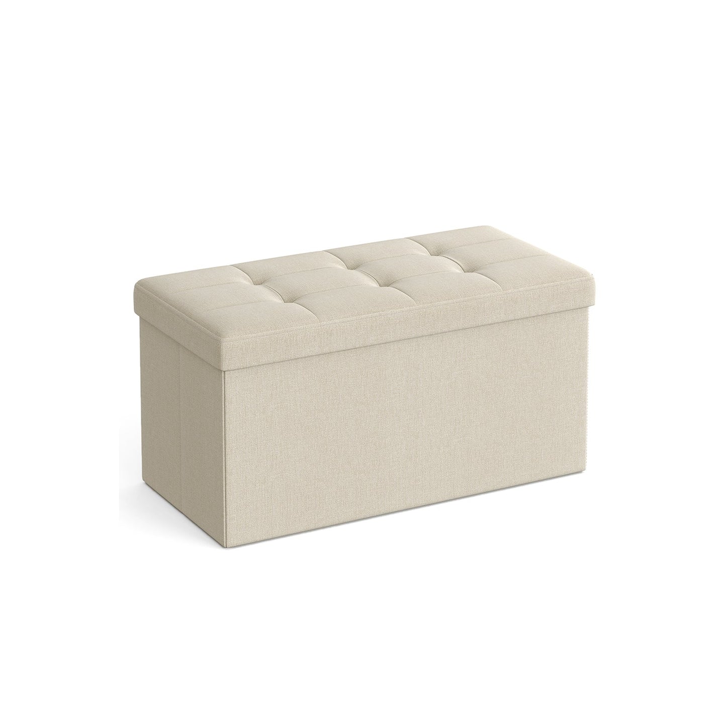 Foldable Storage Ottoman - Fabric - Cream White