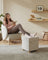 Storage Ottoman - Folding with Lid, 37 L - Velvet - Cappuccino Beige