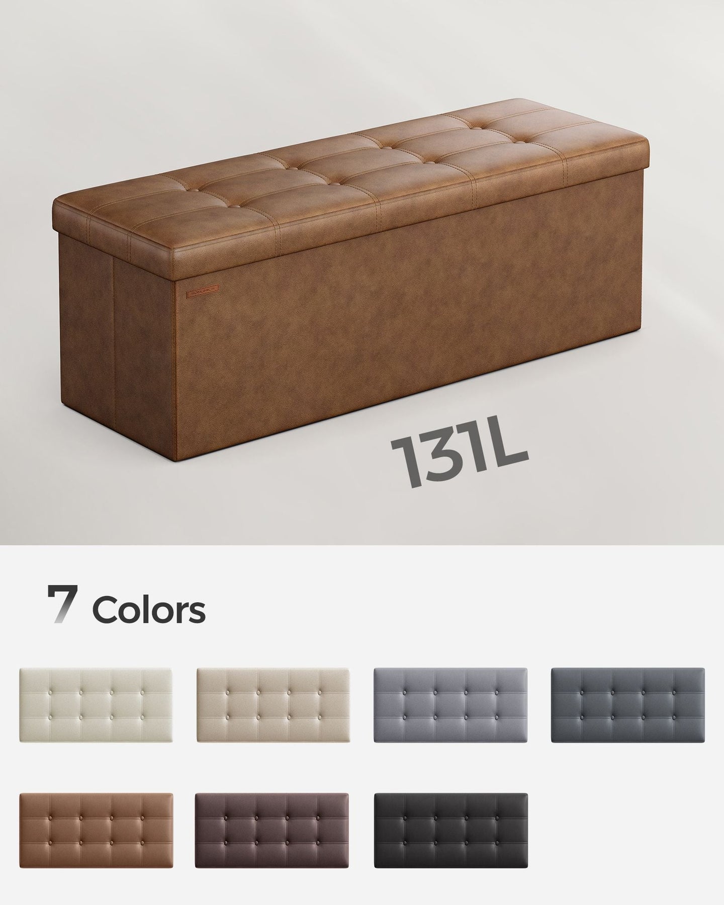 Storage Ottoman - Fabric - Coffee Brown - Foldable with Storage Capacity up to 300 kg