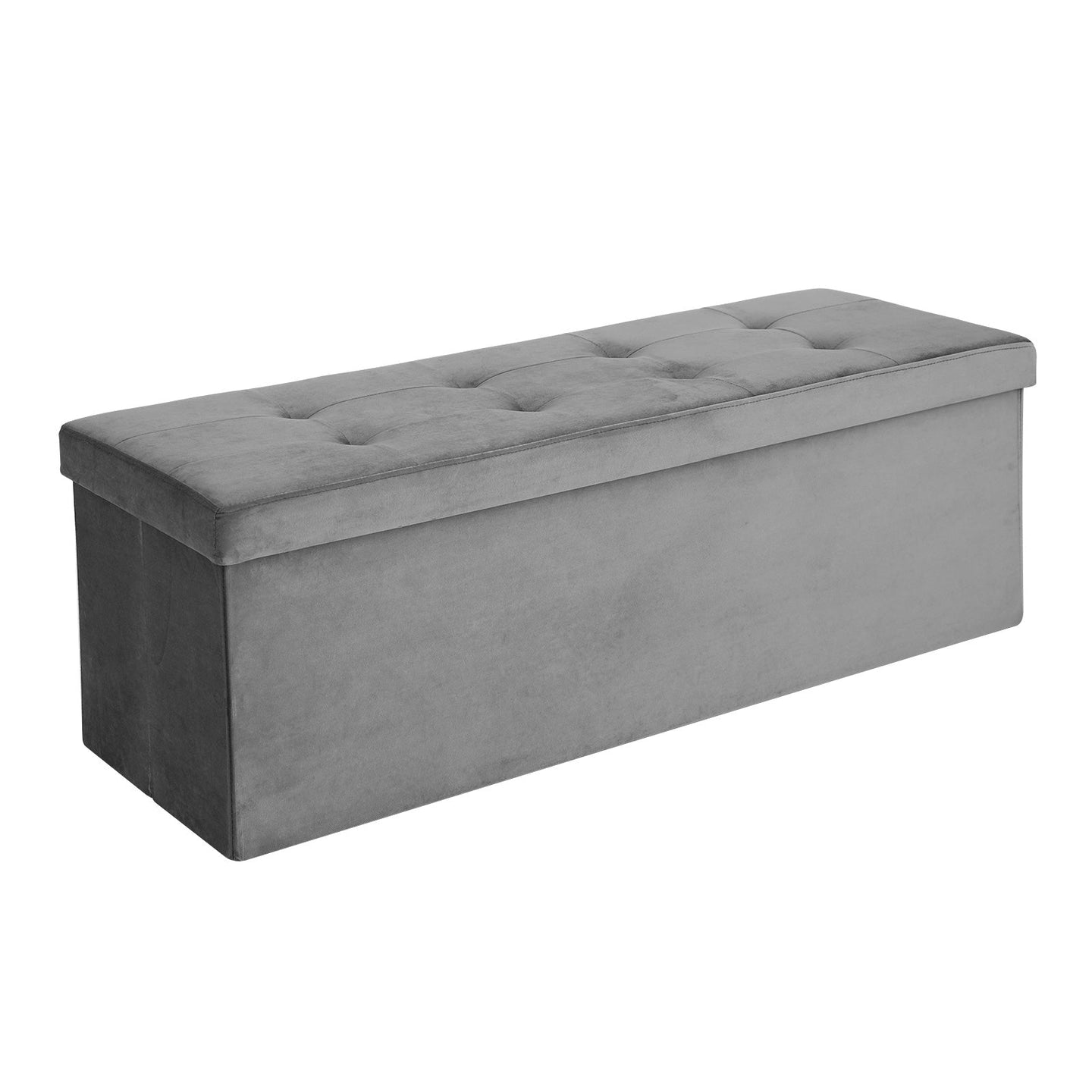 Folding Storage Ottoman - Grey - Velveteen