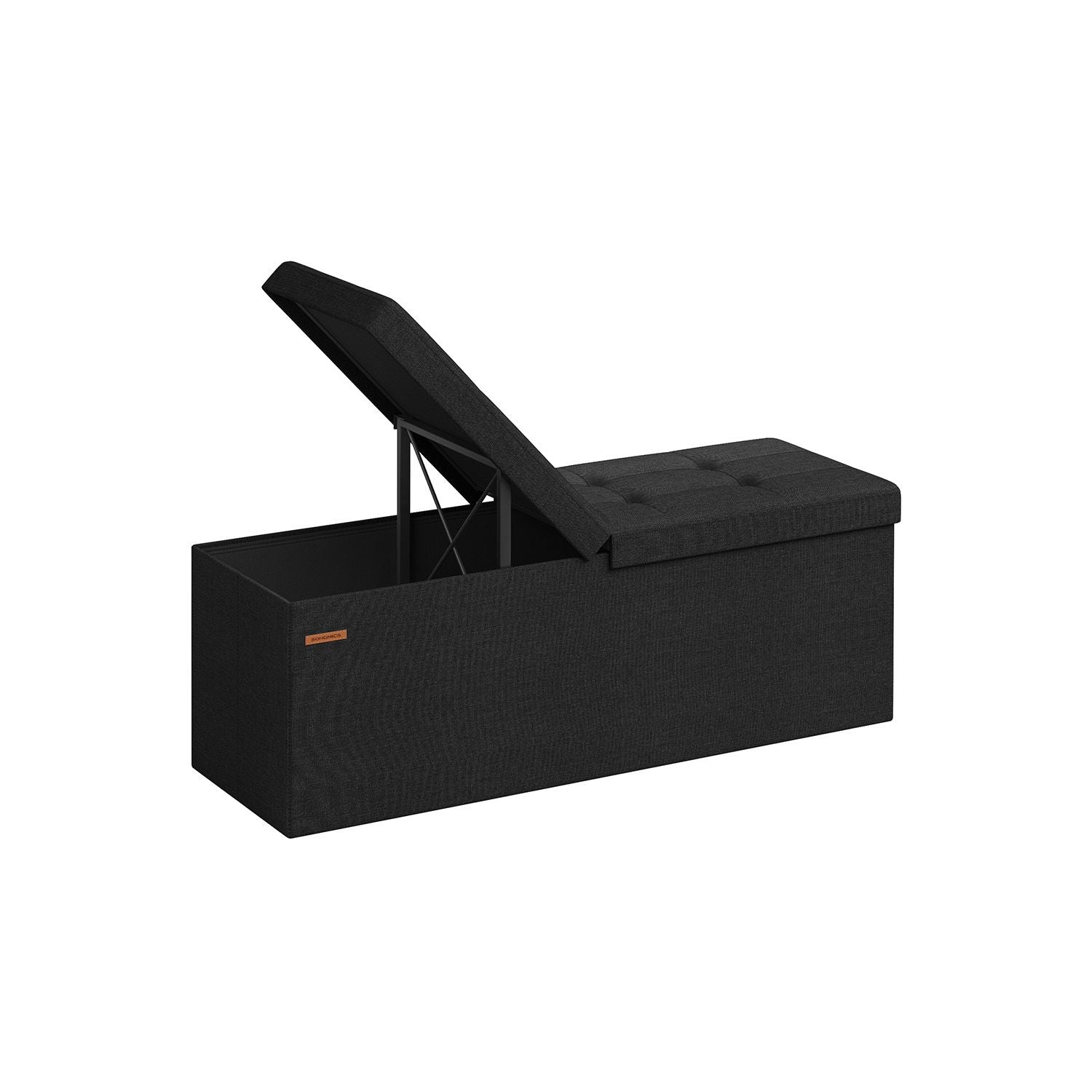 Foldable Storage Bench - Ink Black - Padded