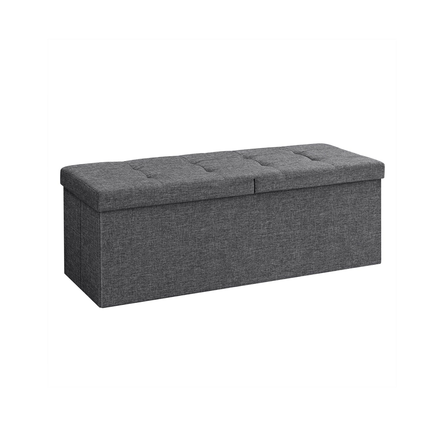 Storage Ottoman - Fabric - Dark Grey - 120L Capacity with Flip-Up Lid