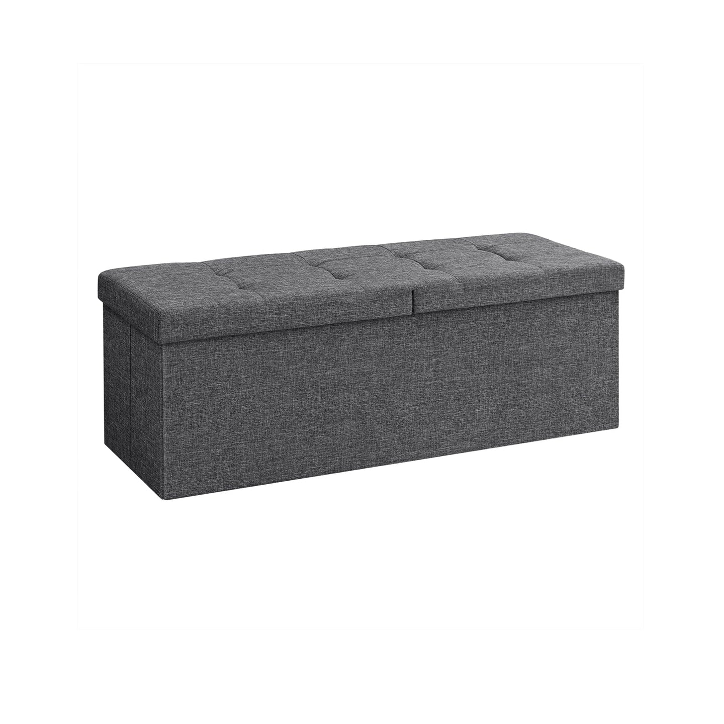 Storage Ottoman - Fabric - Dark Grey - 120L Capacity with Flip-Up Lid