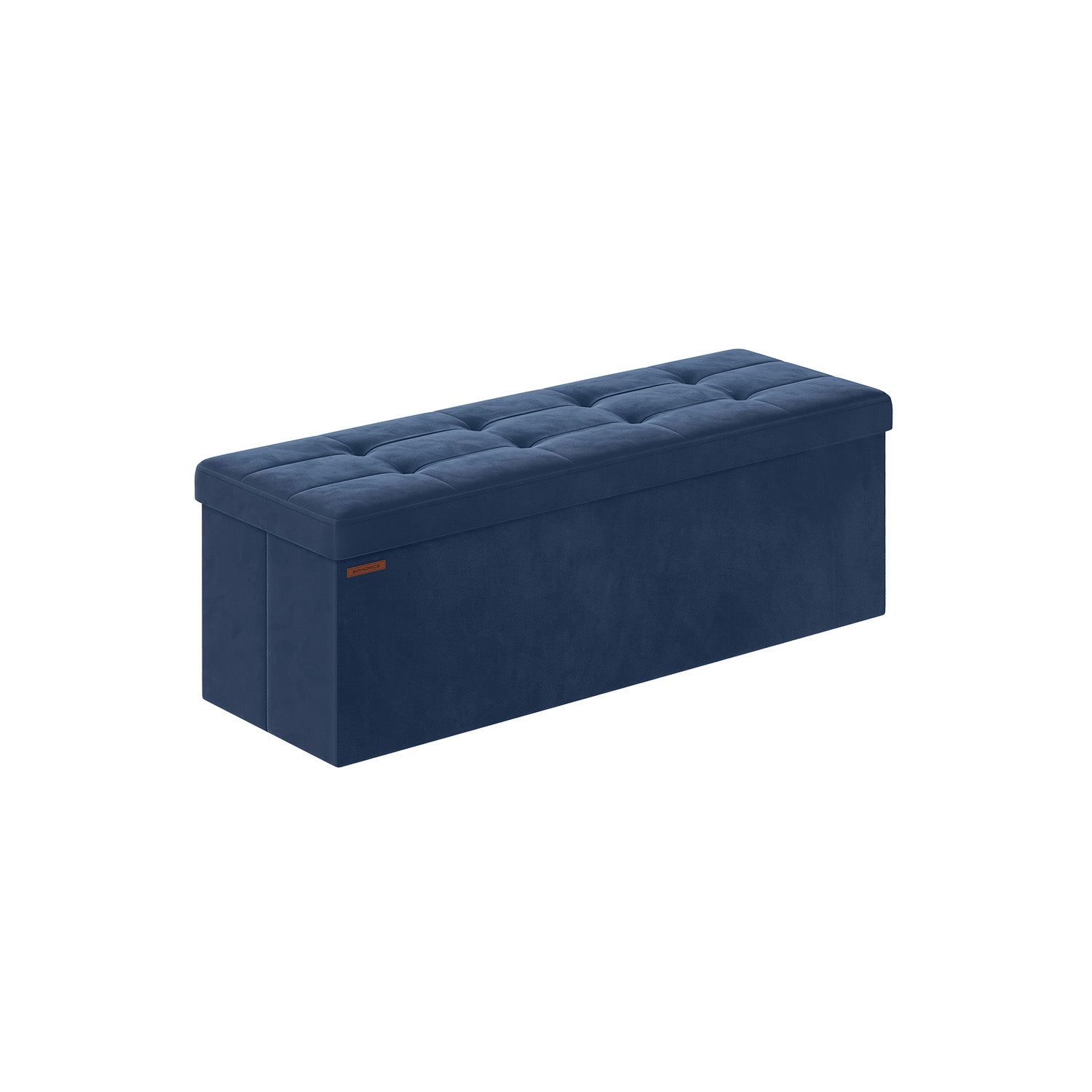 Foldable Storage Ottoman - Fabric - Dark Blue - Multifunctional Foot Rest with Storage