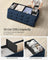Foldable Storage Ottoman - Fabric - Dark Blue - Multifunctional Foot Rest with Storage