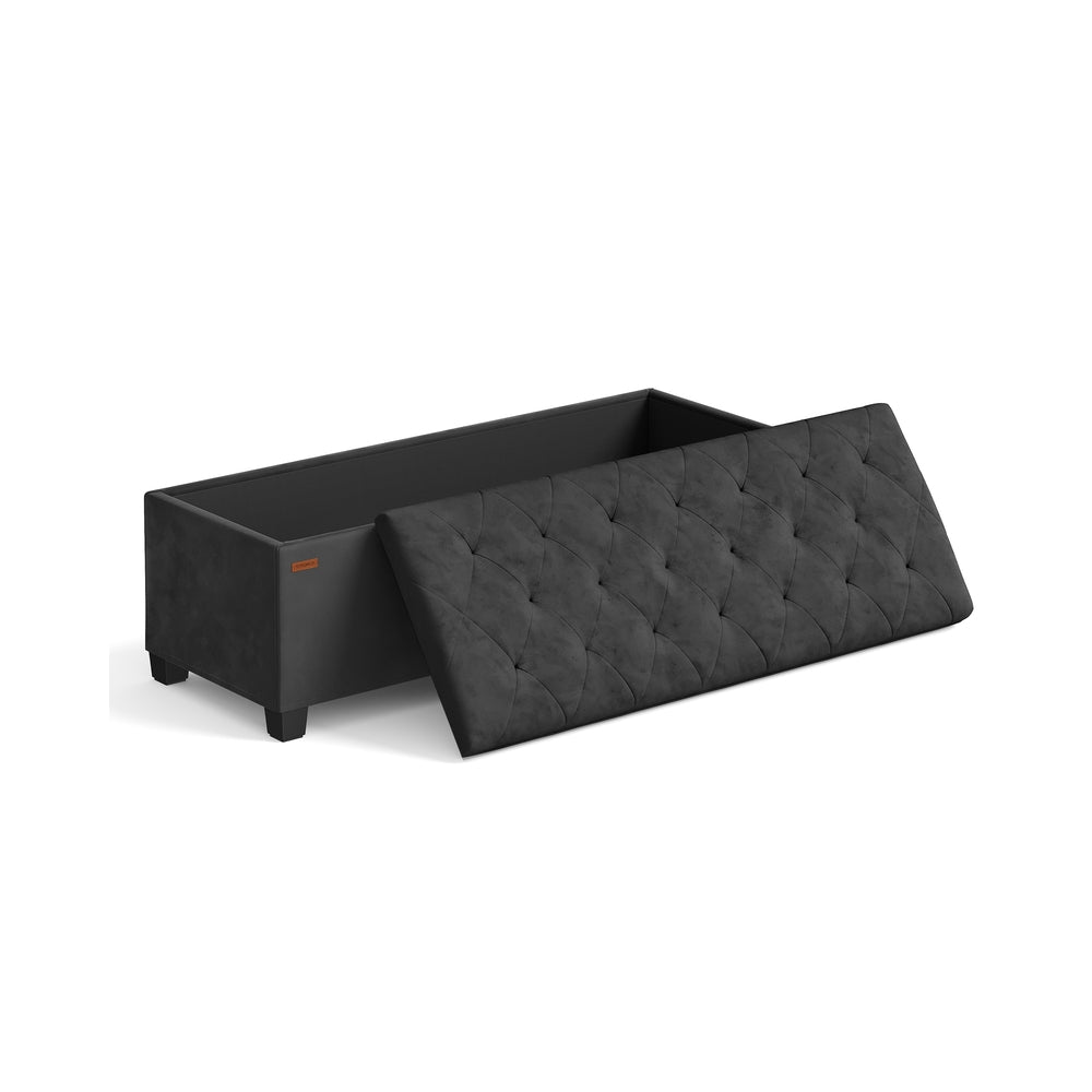 Storage Ottoman Bench - Fabric - Dark Grey - Foldable with Storage and High Weight Capacity