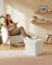 Folding Storage Ottoman - Fabric - Cream White - Removable Lid