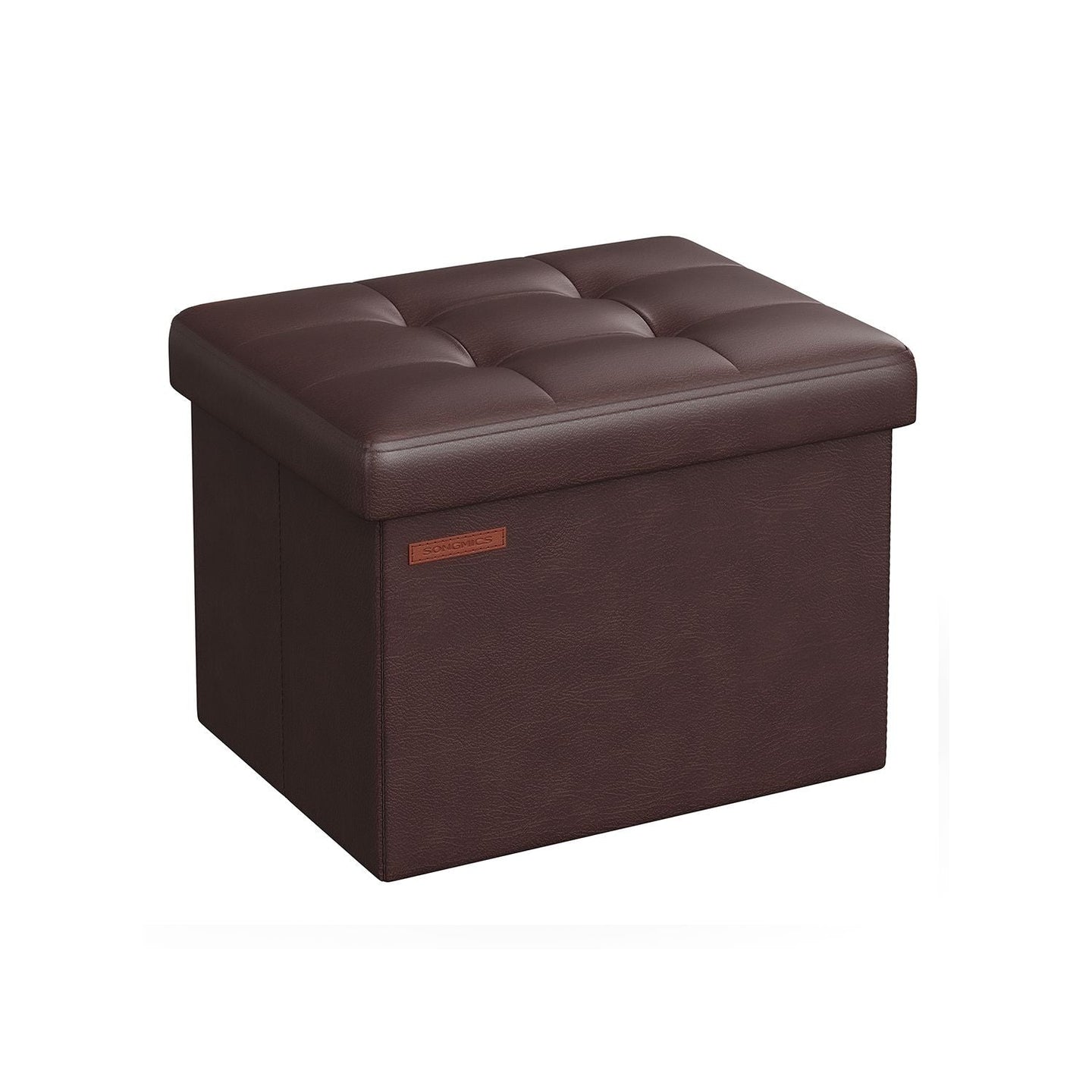 Foldable Ottoman - Fabric - Chestnut Brown - Cube Storage Design