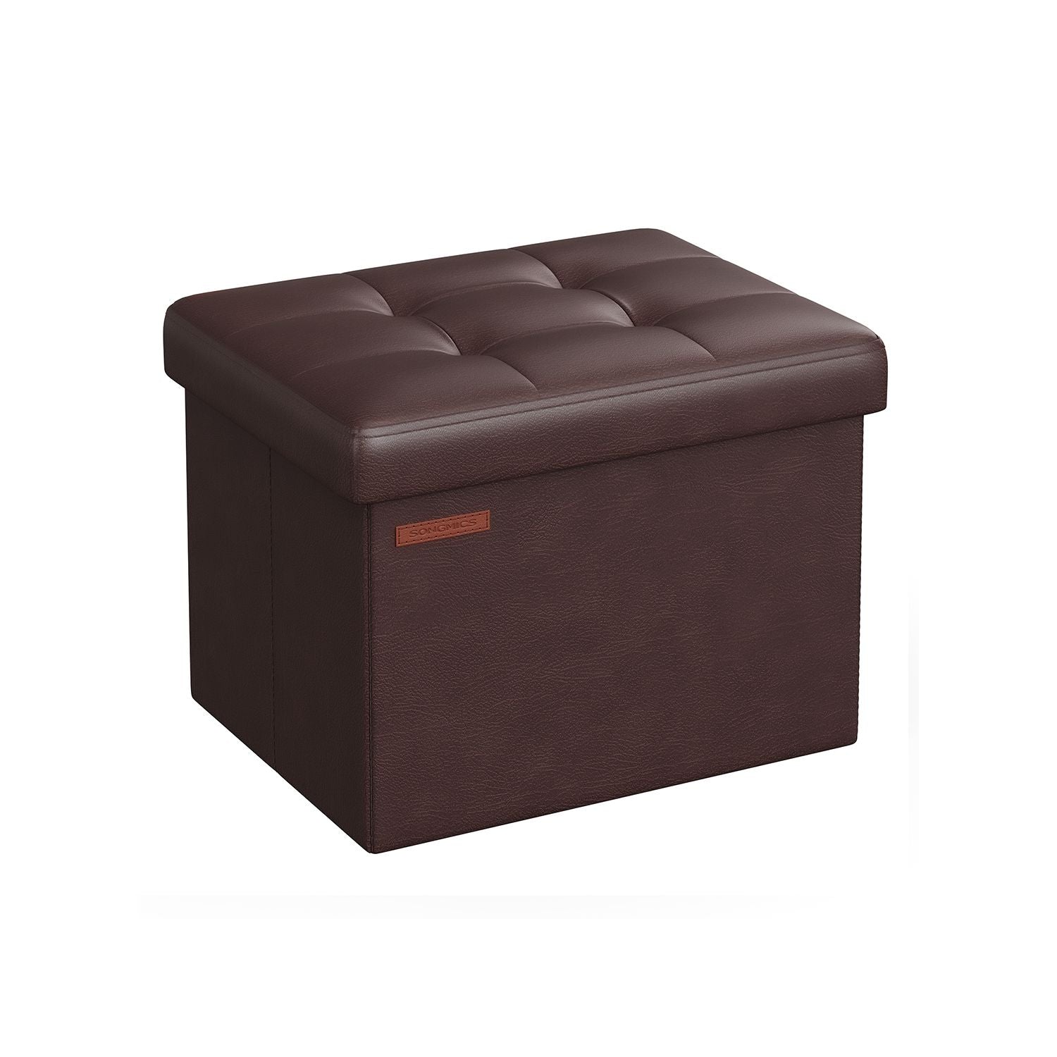 Foldable Ottoman - Fabric - Chestnut Brown - Cube Storage Design
