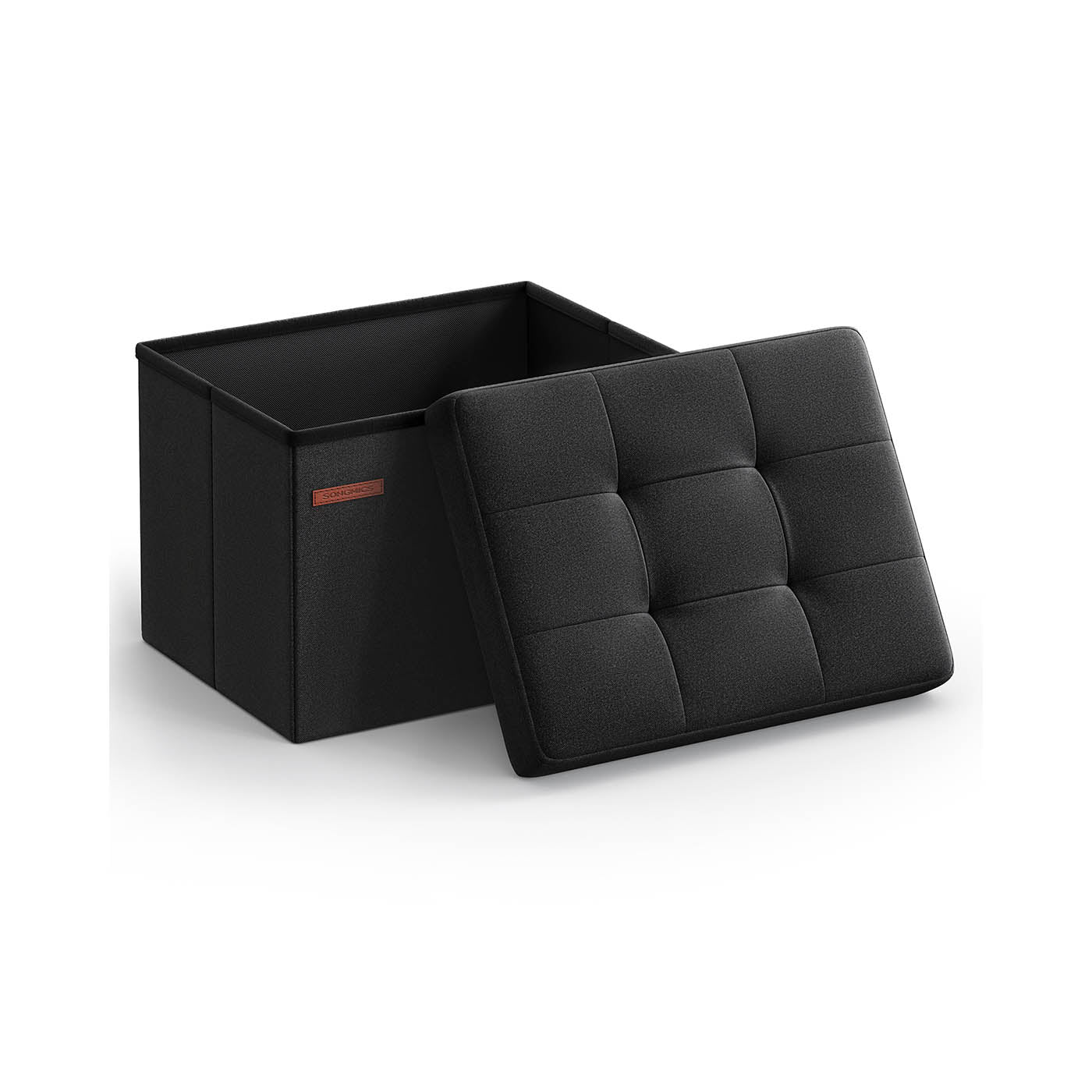 Small Foldable Storage Ottoman - Fabric - Retro Green - Versatile Foot Rest with Storage