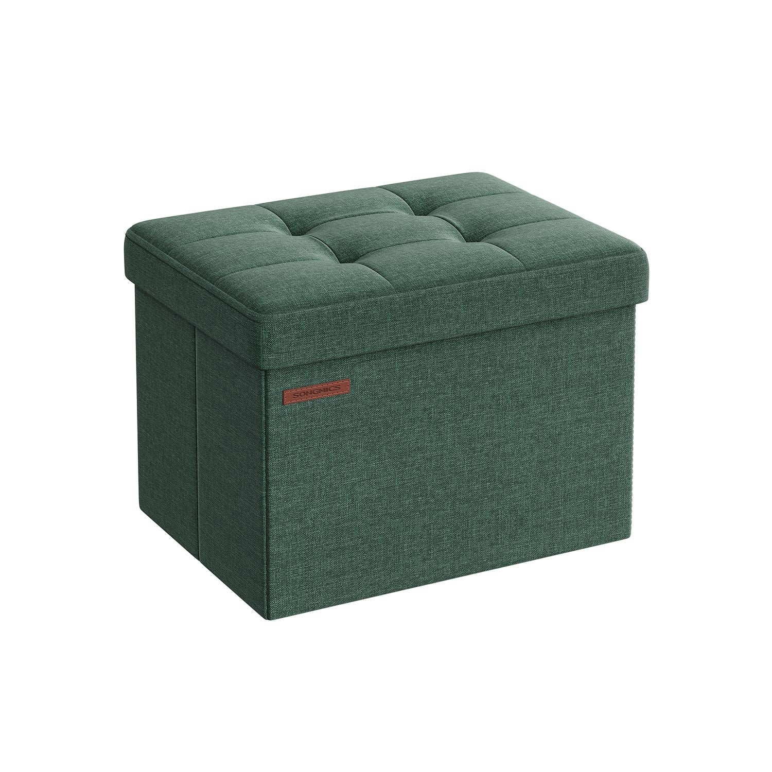 Small Foldable Storage Ottoman - Fabric - Retro Green - Versatile Foot Rest with Storage