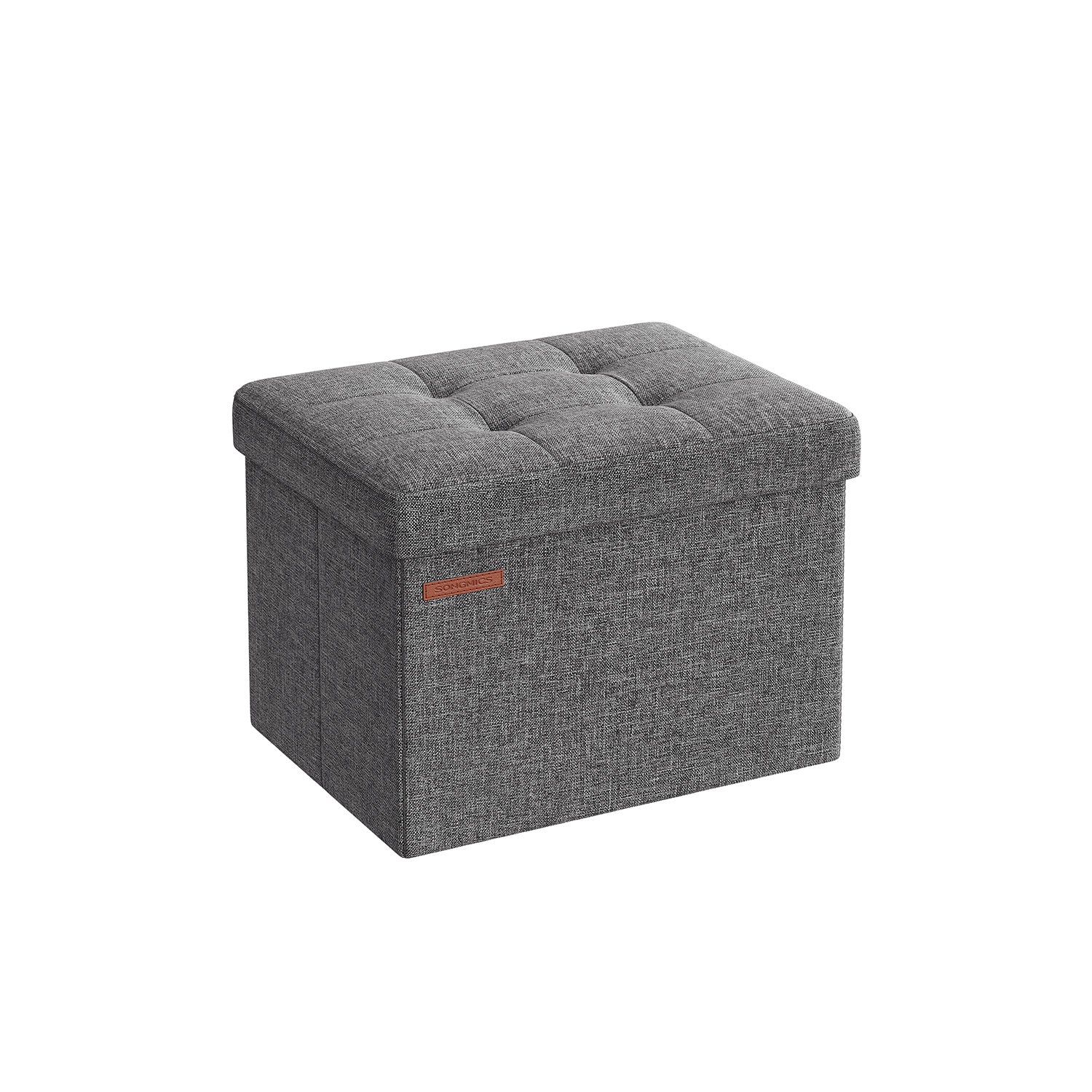 Foldable Storage Ottoman - Fabric - Dark Grey