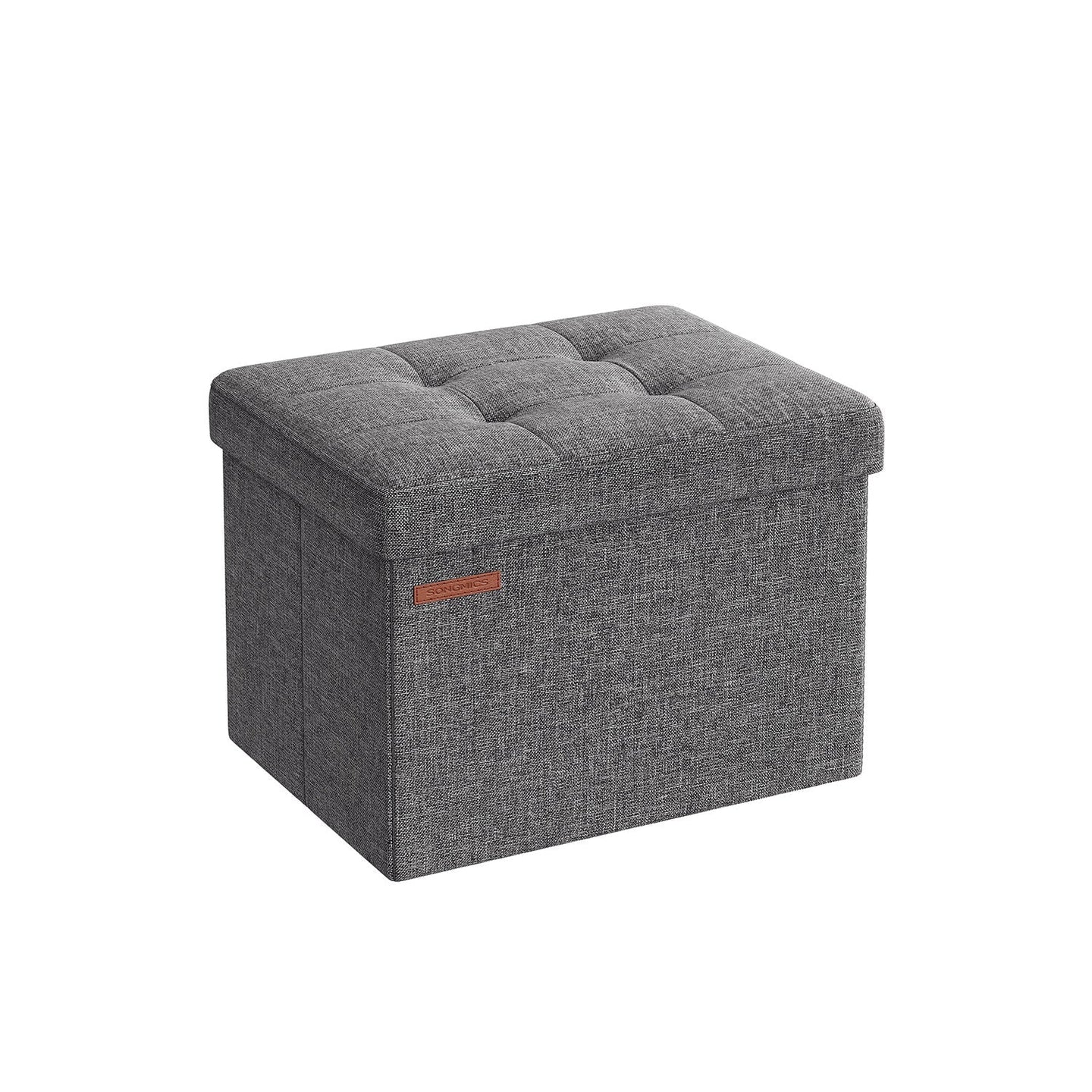 Foldable Storage Ottoman - Fabric - Light Grey