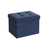 Small Foldable Storage Ottoman - 31 x 41 cm - Denim Blue - Multi-functional Foot Stool with 130 kg Capacity