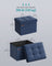 Small Foldable Storage Ottoman - 31 x 41 cm - Denim Blue - Multi-functional Foot Stool with 130 kg Capacity