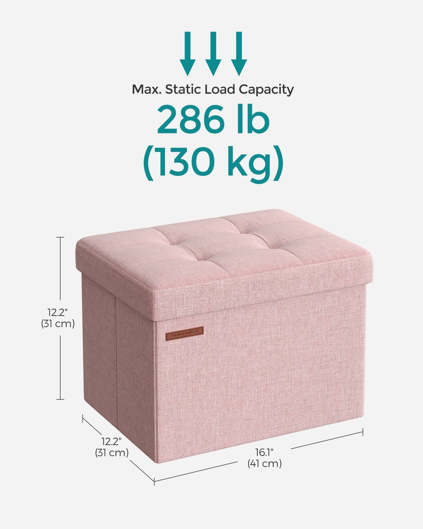 Foldable Storage Ottoman - Fabric - Jelly Pink