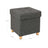 Collapsible Storage Ottoman - Fabric - Dark Grey - Multifunctional Foot Stool with Wooden Feet