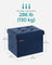 Foldable Ottoman Storage Bench - Velvet - Midnight Blue - Multi-Functional Footstool with Lid
