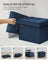 Foldable Ottoman Storage Bench - Velvet - Midnight Blue - Multi-Functional Footstool with Lid