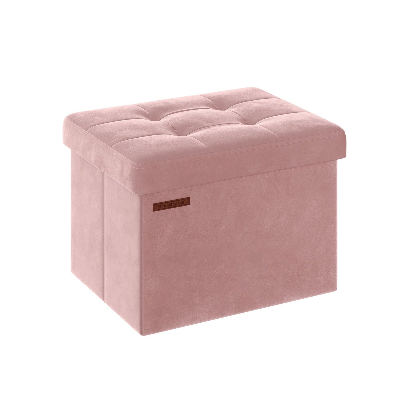 Foldable Storage Ottoman Bench - Velvet - Jelly Pink - Multi-Functional Storage and Footstool