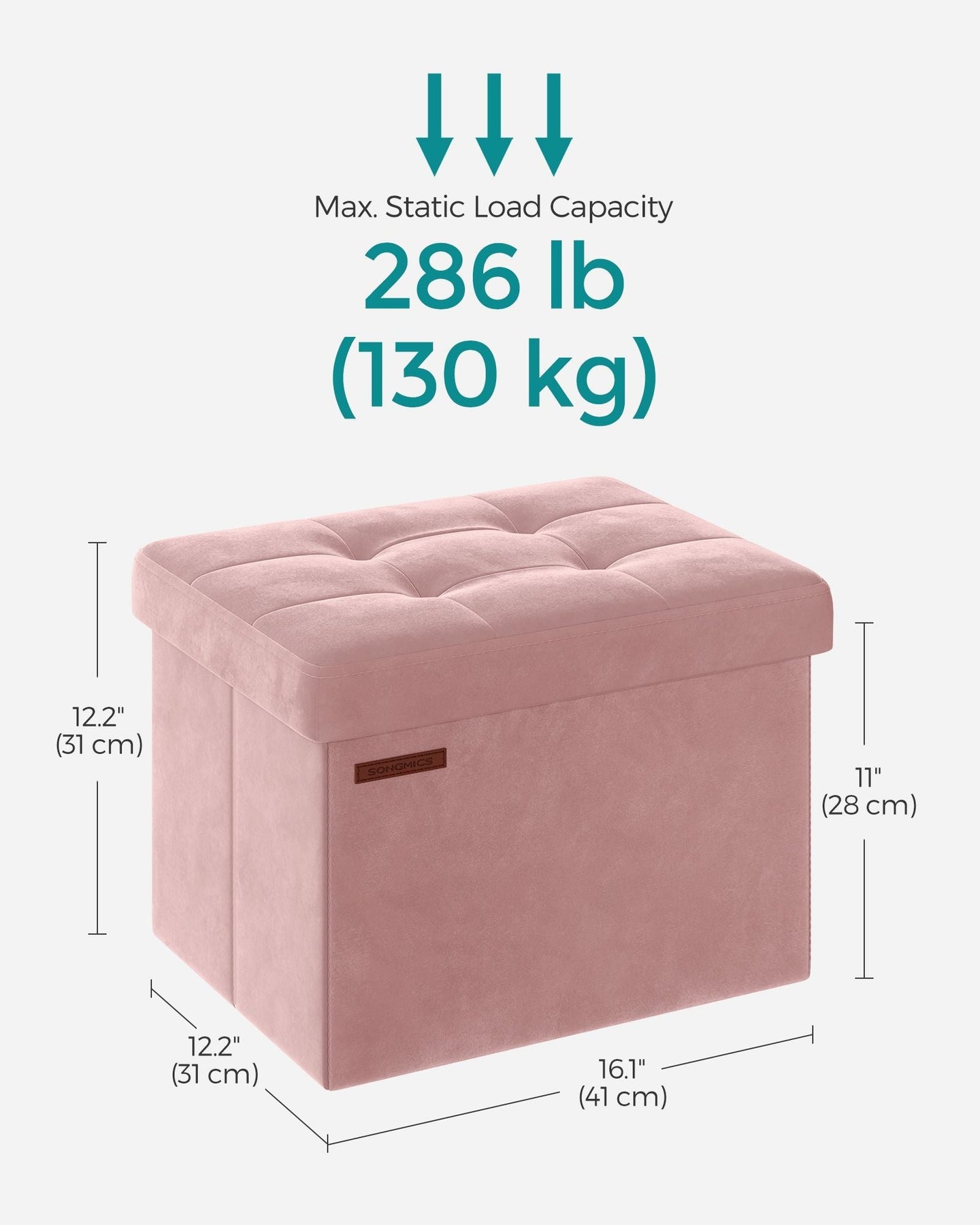 Foldable Storage Ottoman Bench - Velvet - Jelly Pink - Multi-Functional Storage and Footstool