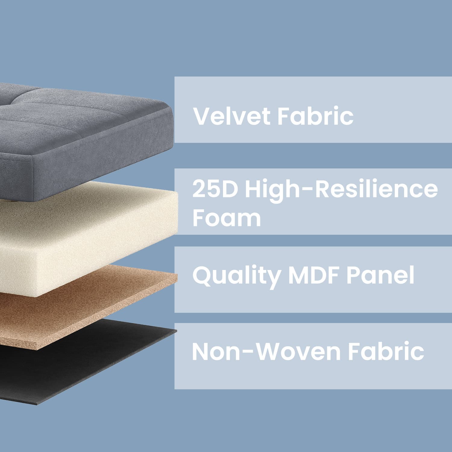 Storage Ottoman - Fabric - Slate Grey - Foldable with Storage