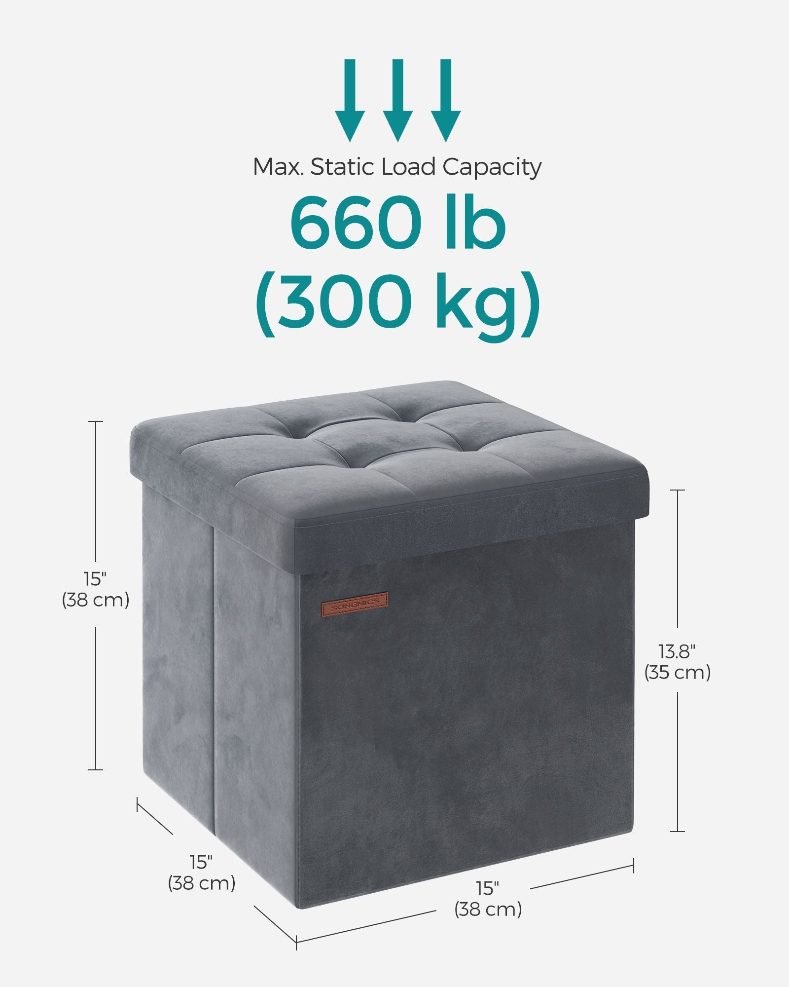 Foldable Storage Ottoman Bench - Velvet - Slate Grey - Versatile Footstool and Storage Chest