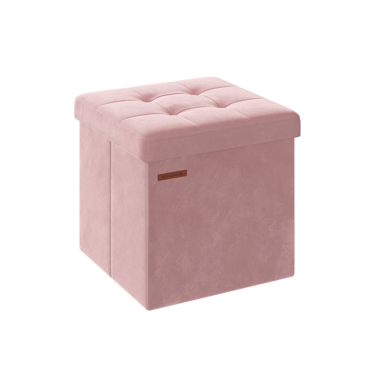 Foldable Storage Ottoman Bench - Velvet - Slate Grey - Versatile Footstool and Storage Chest