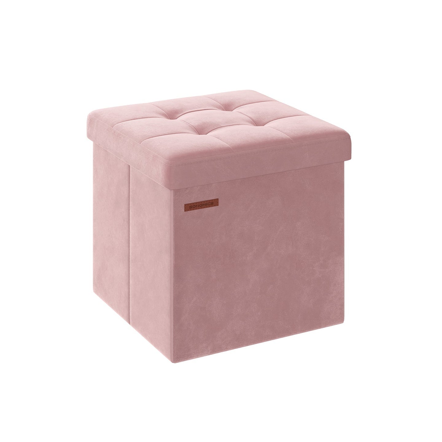 Foldable Storage Ottoman Bench - Velvet - Slate Grey - Versatile Footstool and Storage Chest
