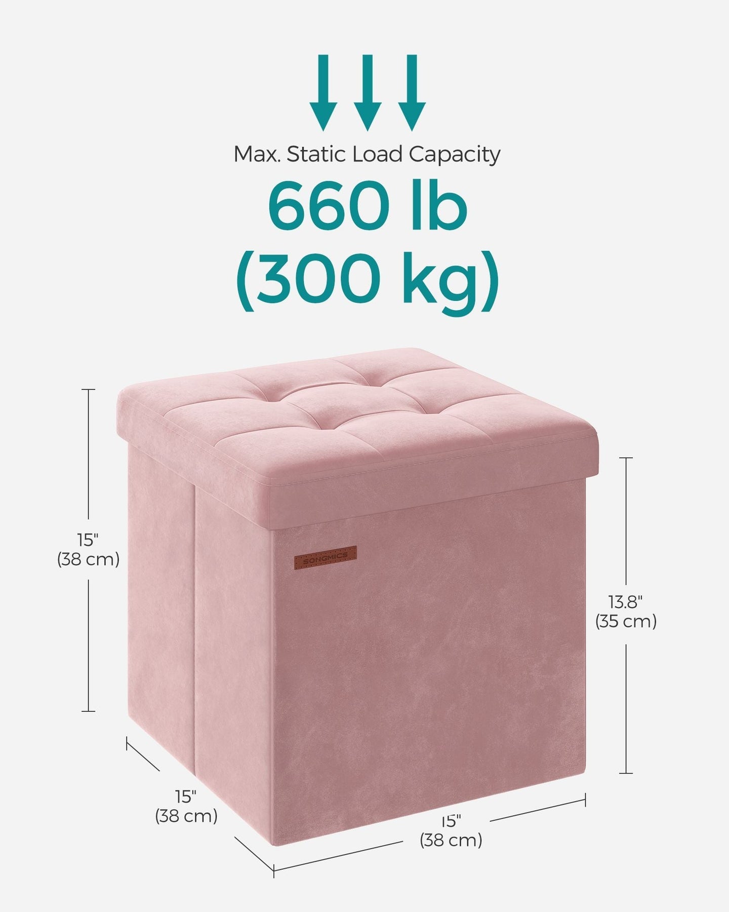 Storage Ottoman Bench - Velvet - Jelly Pink - Foldable Design with Lid