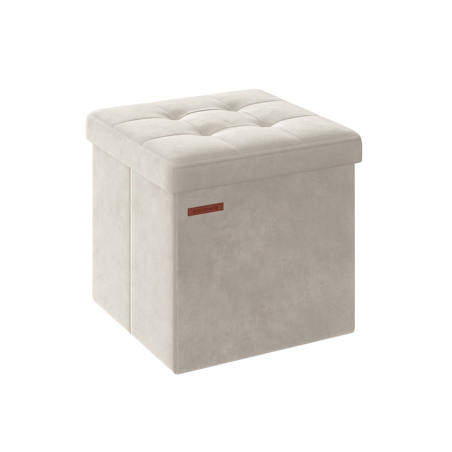 Foldable Storage Ottoman Bench - Velvet - Slate Grey - Versatile Footstool and Storage Chest