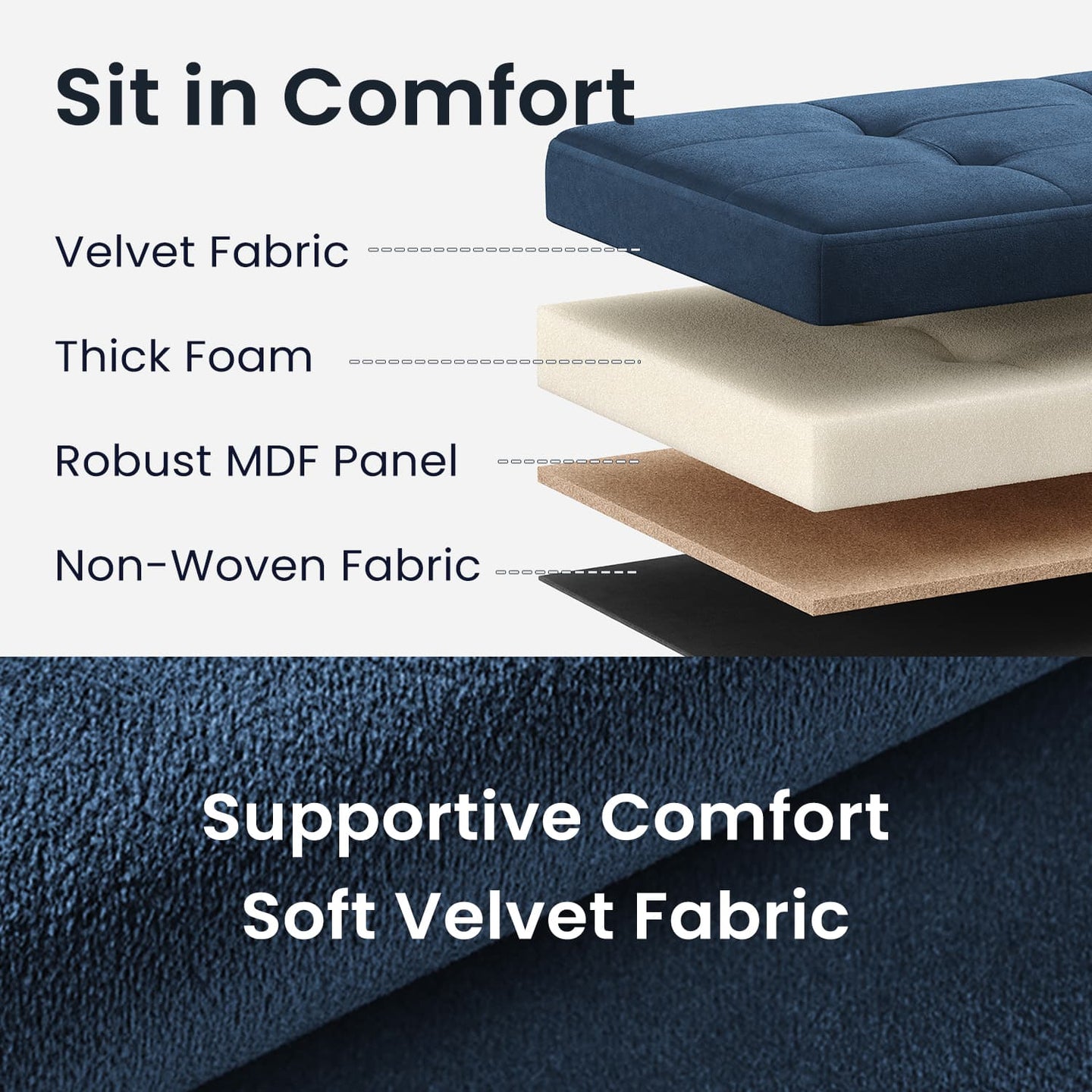 Foldable Storage Ottoman - Velvet - Slate Grey - Includes 2 Extra Storage Boxes