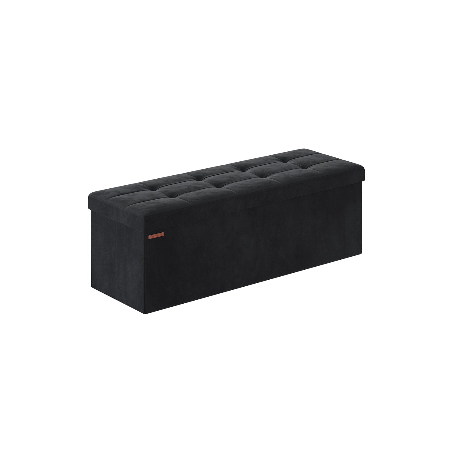 Foldable Storage Ottoman - Velvet - Ink Black - Includes 2 Extra Storage Boxes