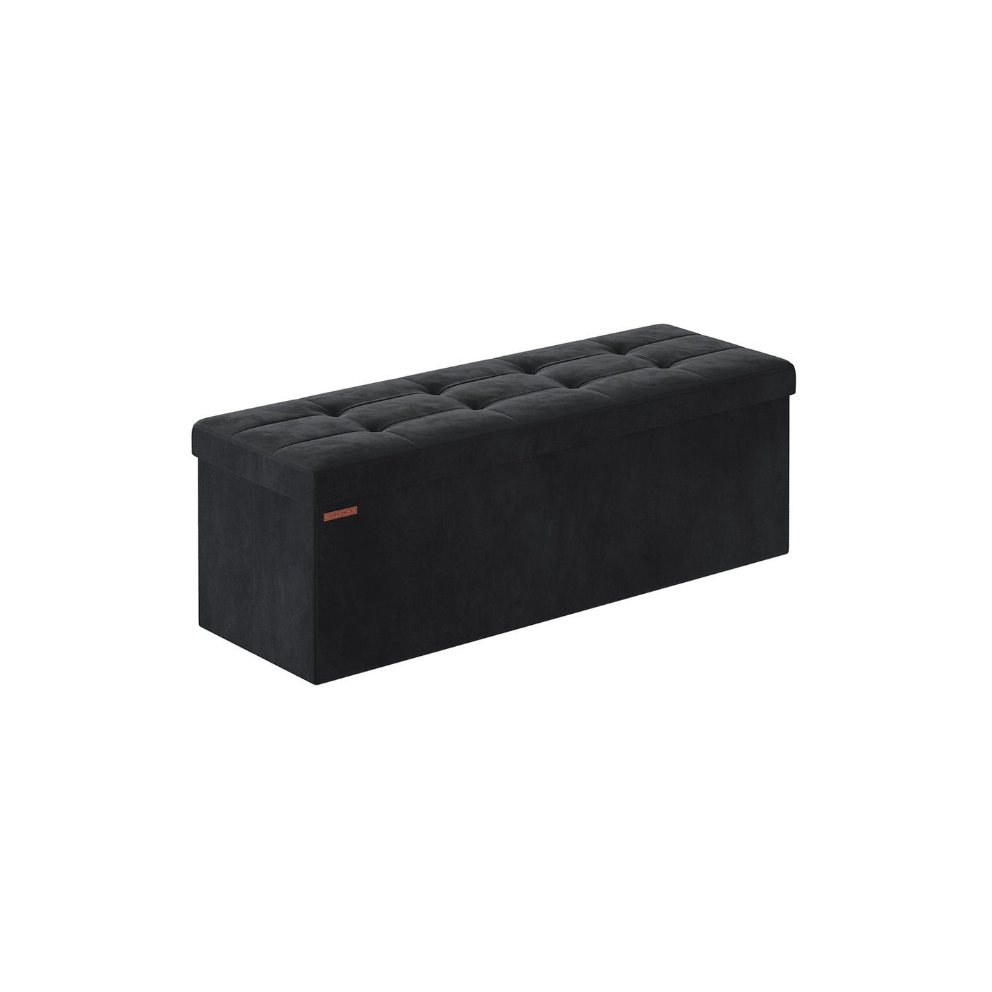 Foldable Storage Ottoman - Velvet - Ink Black - Includes 2 Extra Storage Boxes