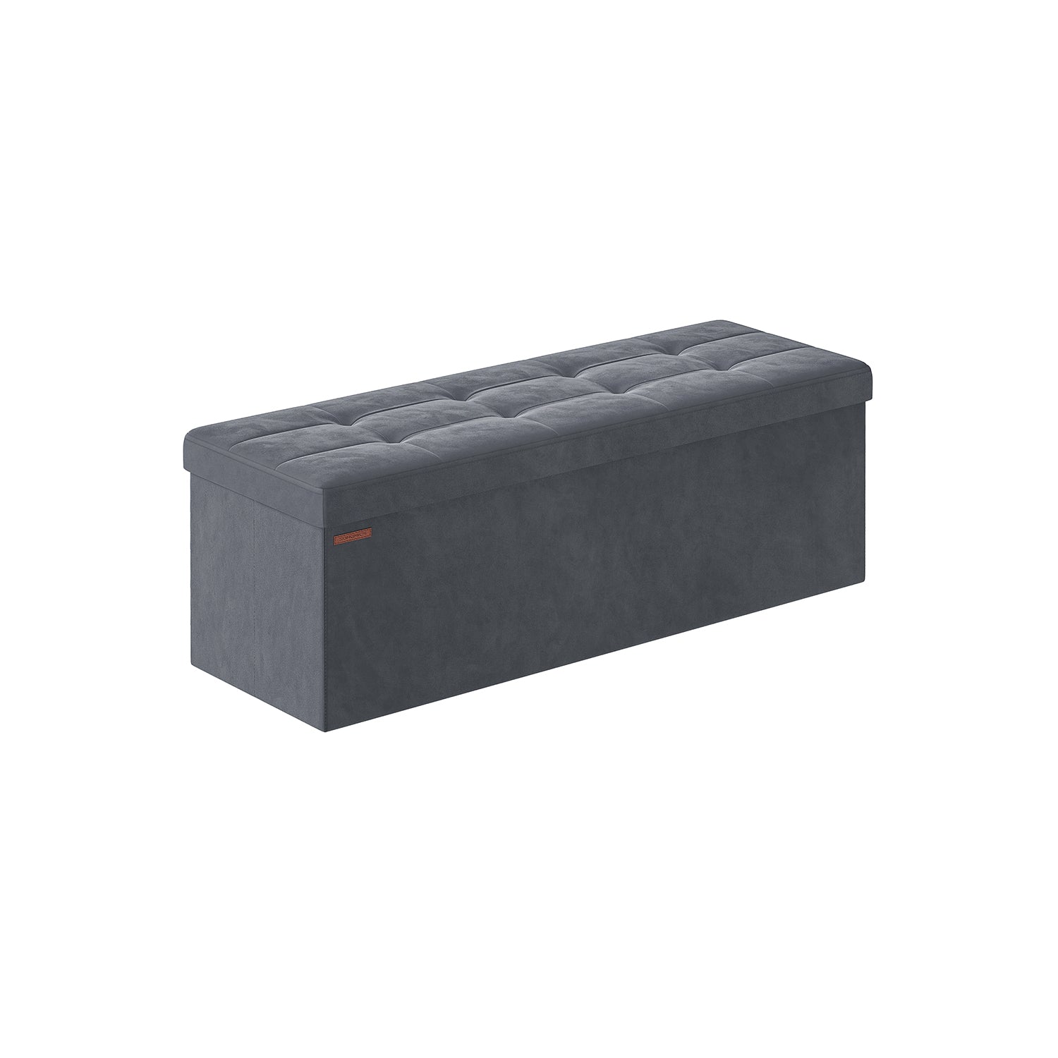 Foldable Storage Ottoman - Velvet - Slate Grey - Load Capacity 300 kg