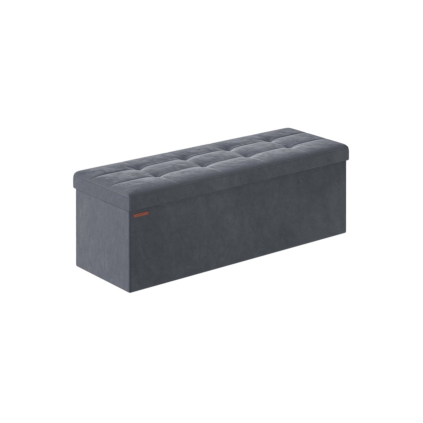 Foldable Storage Ottoman - Velvet - Slate Grey - Load Capacity 300 kg