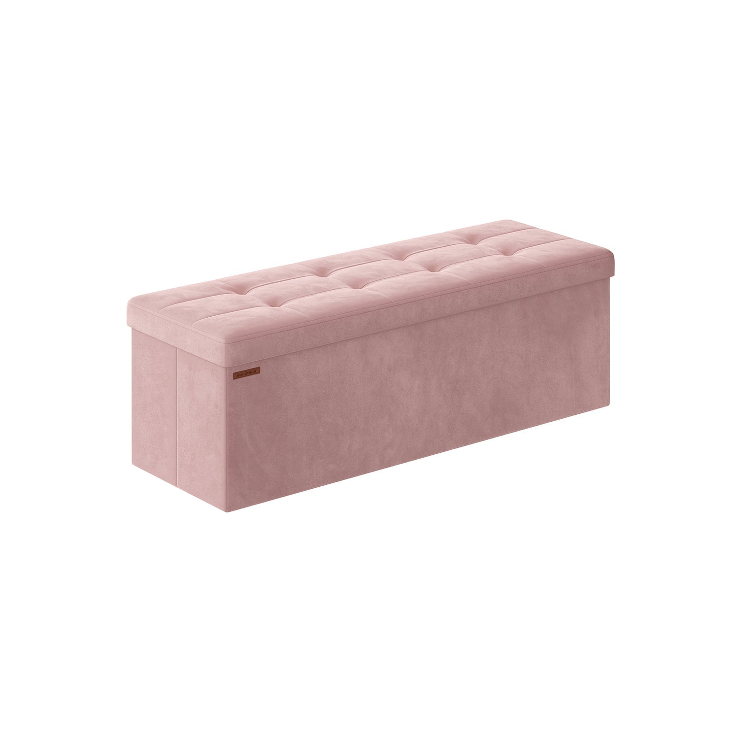Foldable Storage Ottoman - Velvet - Jelly Pink - 300 kg Load Capacity