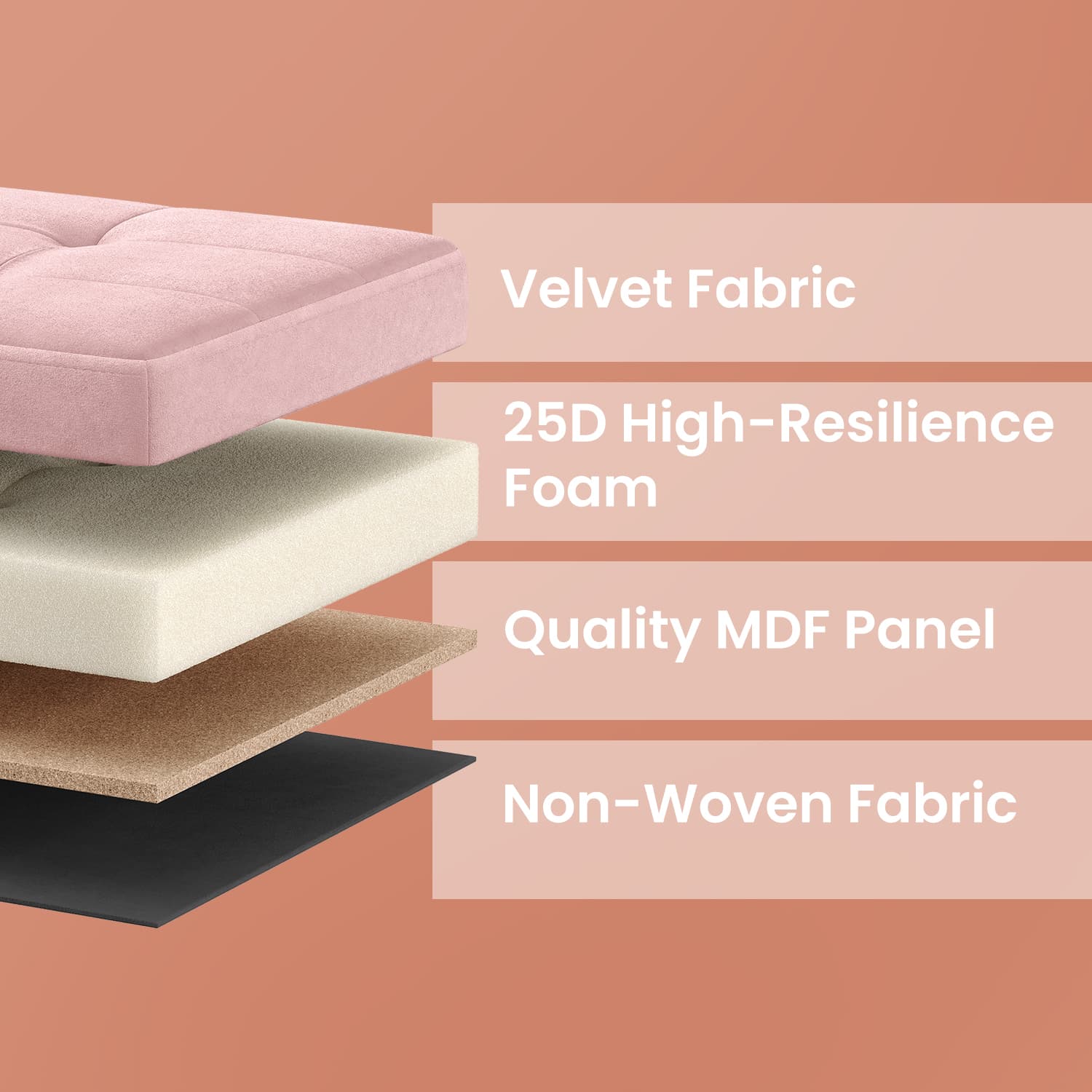 Foldable Ottoman - Fabric - Pink - 300 kg Capacity with Storage